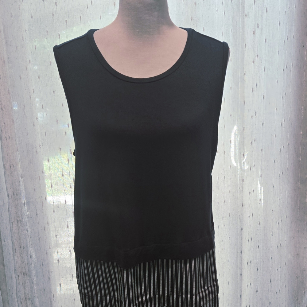 Michael Kors Navy Blue and White Boxy Sleeveless Tank Top